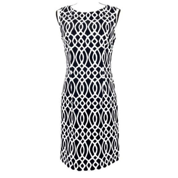 Connected Apparel Sleeveless Dress Black/White 6 - Picture 1 of 5